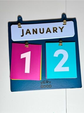 Very G Teal & Pink Flip Calendar - Bold Monthly display for wall.